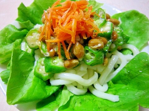 納豆と野菜のうどんサラダ